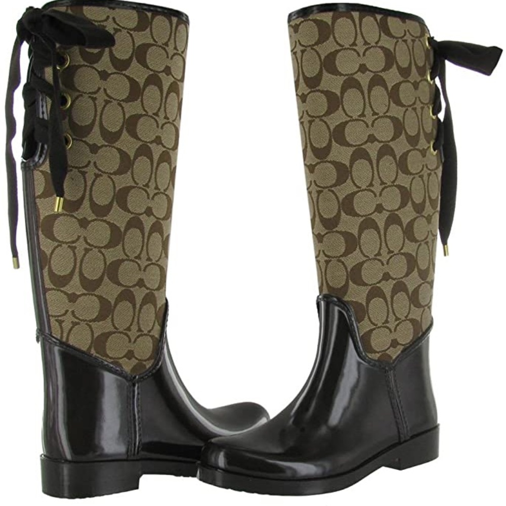 NWOT Coach tristee lace up rain boots